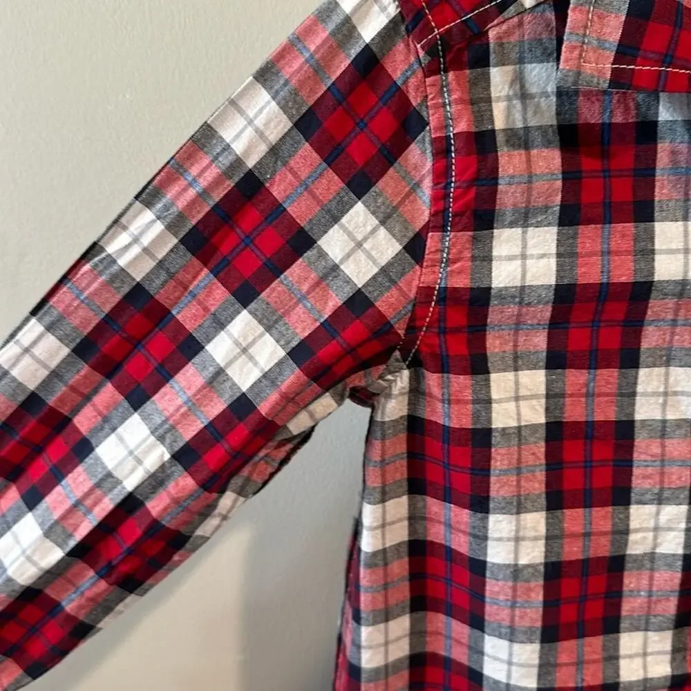 The Children’s Place Boy’s Small Red Plaid‎ Poplin Button Down Shirt